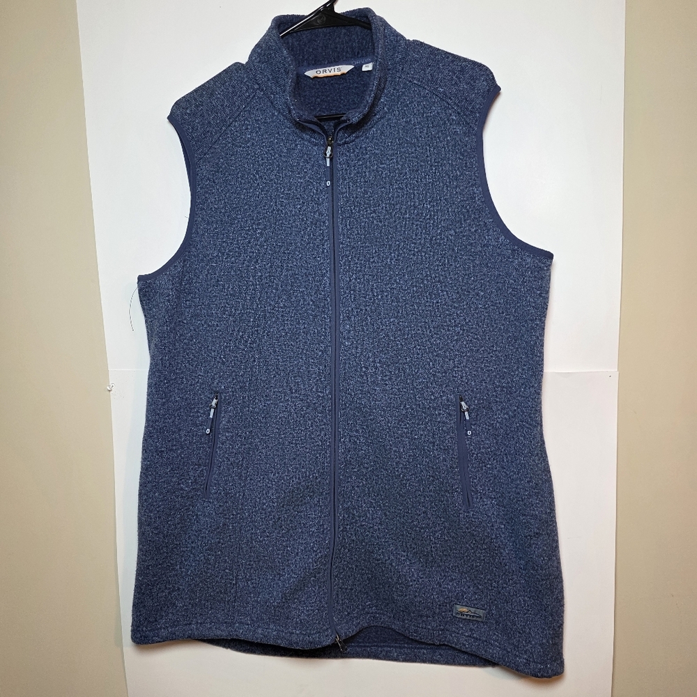 Orvis Blue Zip-Up Fleece Cardigan Vest Women XL